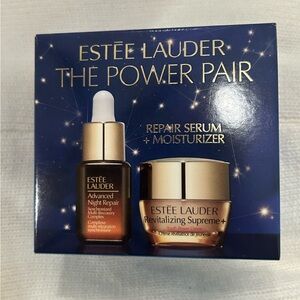 Estee Lauder The Power Pair Set with Gold and Blue Packaging. NIB